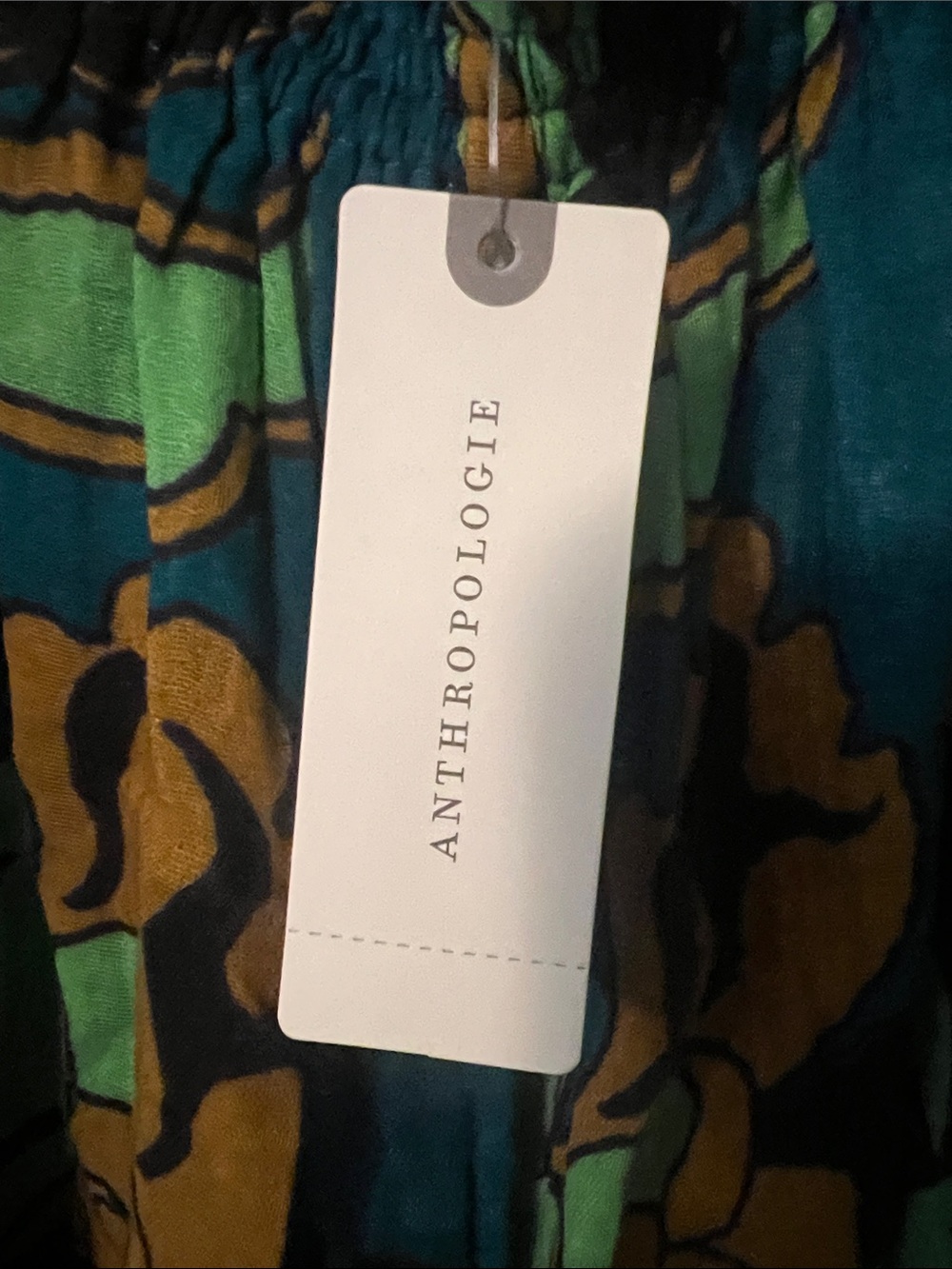 Anthropologie Teal, Green & Black Floral Wide-Leg Jumpsuit - Picture 4 of 4